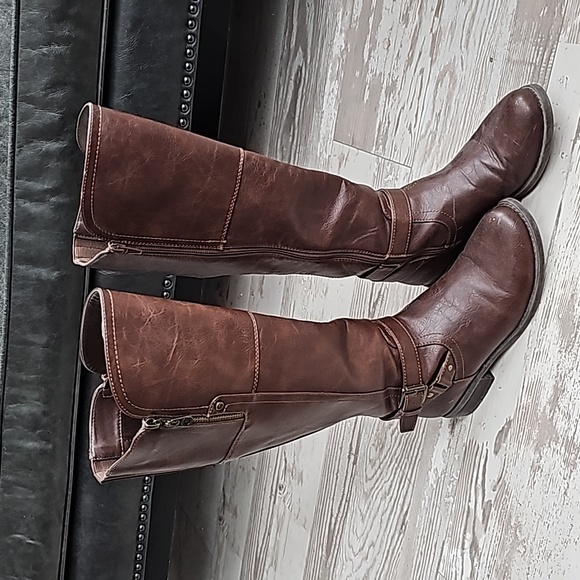 GUESS Brown leather tall (to knee) riding boots. Size 7 - Picture 1 of 9